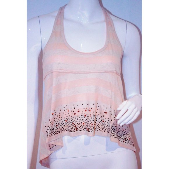 HEARTLOOM Racerback CROPPED Star Studded Striped Tank ( XS ) - Picture 1 of 2